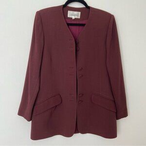 Vintage Femme De Carriere Pure Virgin Wool Blazer in Burgundy Purple